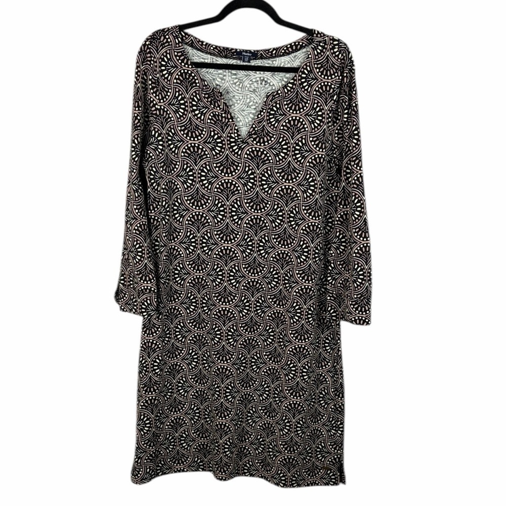 Hatley Cotton Tunic Dress Black Pink Geometric Print Long Sleeve Large
